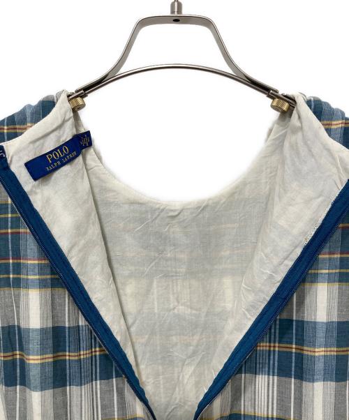 POLO RALPH LAUREN（ポロ・ラルフローレン）POLO RALPH LAUREN (ポロ・ラルフローレン) マドラスチェックパッチワークノースリーブワンピース ネイビー サイズ:6の古着・服飾アイテム