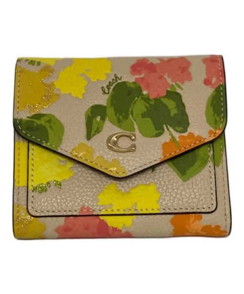 COACH（コーチ）COACH (コーチ) ウィン スモール ウォレット・フローラル プリント ベージュの古着・服飾アイテム