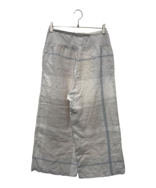 BEARDSLEY（ビアズリー）BEARDSLEY (ビアズリー) リネンビッグチェックウエストリブパンツ グレー サイズ:2の古着・服飾アイテム