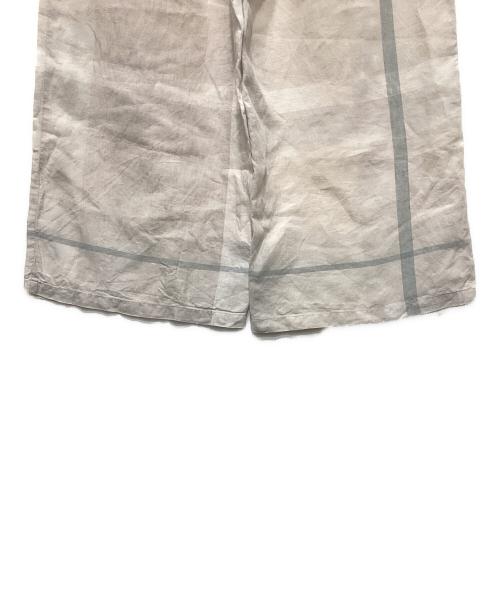 BEARDSLEY（ビアズリー）BEARDSLEY (ビアズリー) リネンビッグチェックウエストリブパンツ グレー サイズ:2の古着・服飾アイテム