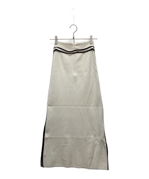 MaxMara（マックスマーラ）MaxMara (マックスマーラ) ベルテッドスリットニットスカート ホワイト サイズ:Ｓの古着・服飾アイテム