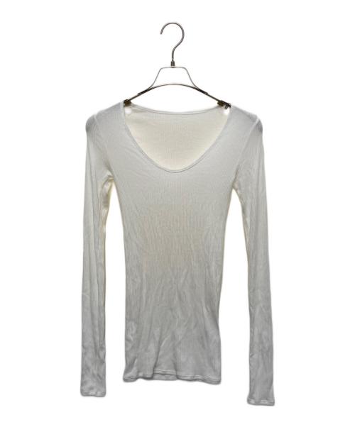 MOON TREE PLANET（ムーンツリープラネット）MOON TREE PLANET (ムーンツリープラネット) U neck T cashmere ホワイト サイズ:Mの古着・服飾アイテム