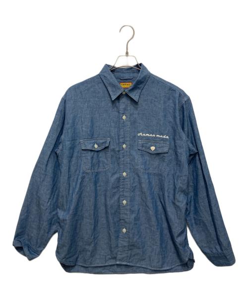 HUMAN MADE（ヒューマンメイド）HUMAN MADE (ヒューマンメイド) CHAMBRAY SHIRT インディゴ サイズ:Ｌの古着・服飾アイテム