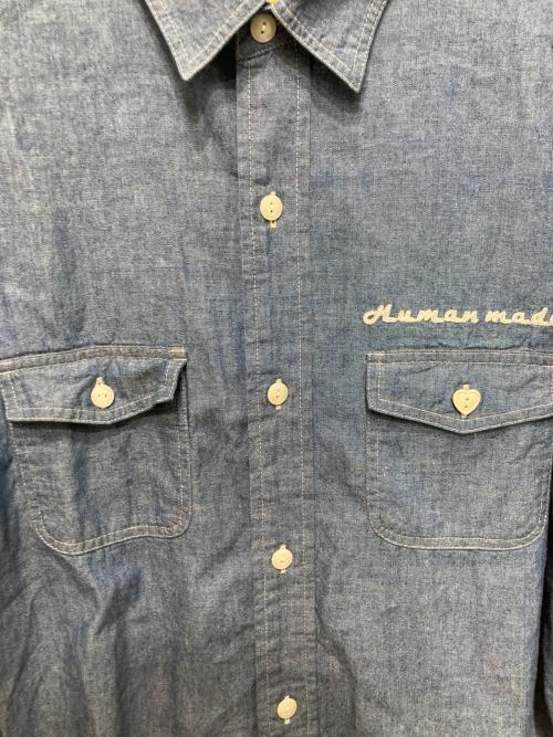 HUMAN MADE（ヒューマンメイド）HUMAN MADE (ヒューマンメイド) CHAMBRAY SHIRT インディゴ サイズ:Ｌの古着・服飾アイテム