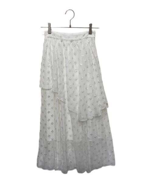 Snidel（スナイデル）Snidel (スナイデル) Sustainableバリエーションティアードスカート ホワイトの古着・服飾アイテム