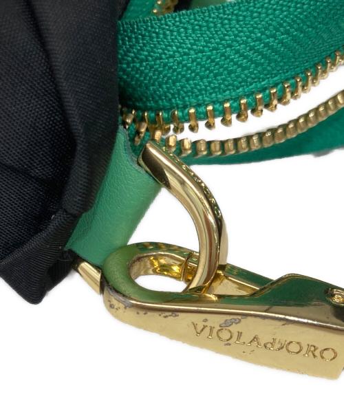 VIOLAd'ORO（ヴィオラドーロ）VIOLAd'ORO (ヴィオラドーロ) ノットハンドル2WAYナイロントート ブラック×グリーンの古着・服飾アイテム