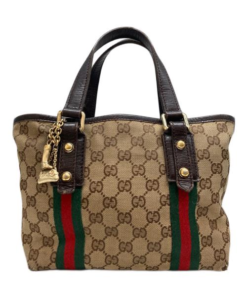 GUCCI（グッチ）GUCCI (グッチ) GGキャンバスミニ ハンドバッグ ブラウンの古着・服飾アイテム