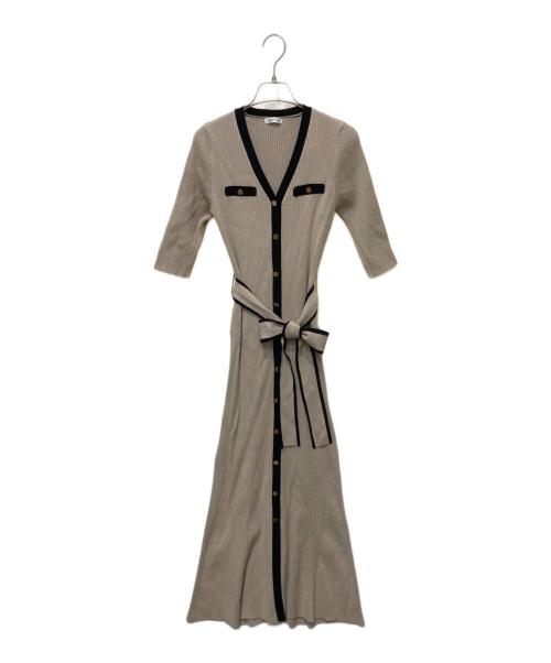FRAY ID（フレイ アイディー）FRAY ID (フレイ アイディー) バイカラーリブニットワンピース ベージュ サイズ:FREEの古着・服飾アイテム