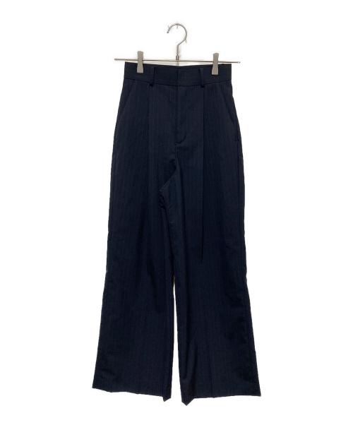 ROSSO（ロッソ）ROSSO (ロッソ) ウール混防シワハイウエストワイドスラックス ネイビー サイズ:34の古着・服飾アイテム