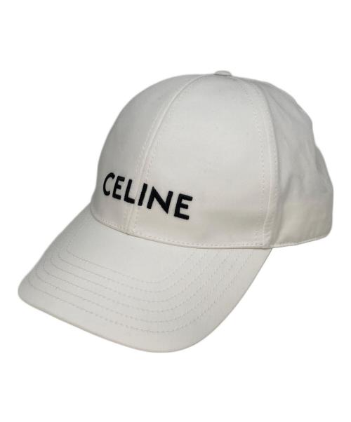 CELINE（セリーヌ）CELINE (セリーヌ) ロゴ刺繍ベースボールキャップ ホワイト サイズ:Lの古着・服飾アイテム