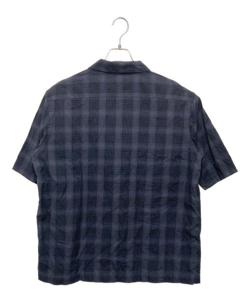 LACOSTE（ラコステ）LACOSTE (ラコステ) リネンブレンドオープンカラーオンブレチェックシャツ グレー サイズ:S/Mの古着・服飾アイテム