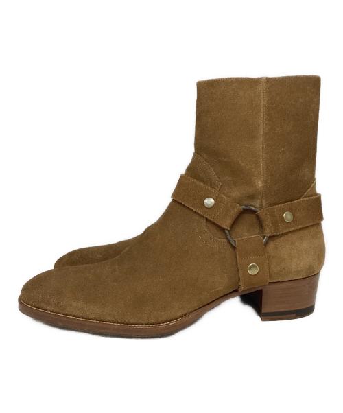 Saint Laurent Paris（サンローランパリ）Saint Laurent Paris (サンローランパリ) スエードワイアット ハーネスリングブーツ ブラウン サイズ:43の古着・服飾アイテム