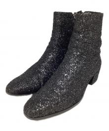 Saint Laurent Paris（サンローランパリ）の古着「グリッターサイドジップブーツ」｜ブラック