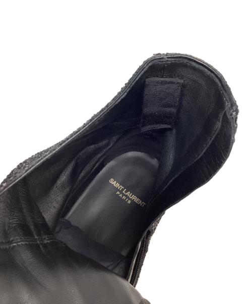 Saint Laurent Paris（サンローランパリ）Saint Laurent Paris (サンローランパリ) グリッターサイドジップブーツ ブラック サイズ:42の古着・服飾アイテム