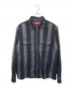 SUPREMEシュプリーム）の古着「Stripe Flannel Zip Up Shirt」｜ブラック×グレー
