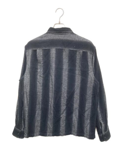 SUPREME（シュプリーム）SUPREME (シュプリーム) Stripe Flannel Zip Up Shirt ブラック×グレー サイズ:Mの古着・服飾アイテム