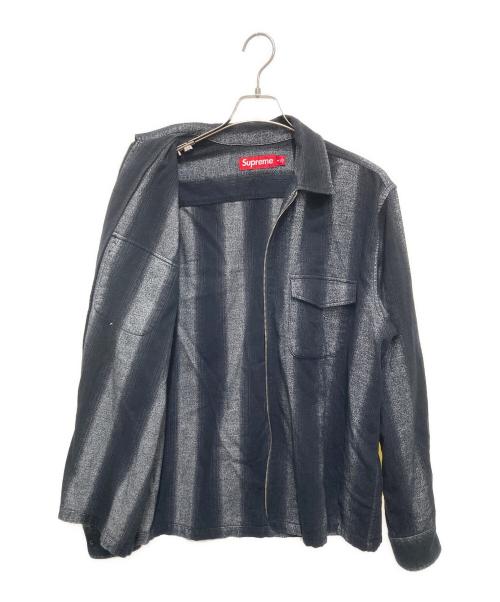 SUPREME（シュプリーム）SUPREME (シュプリーム) Stripe Flannel Zip Up Shirt ブラック×グレー サイズ:Mの古着・服飾アイテム