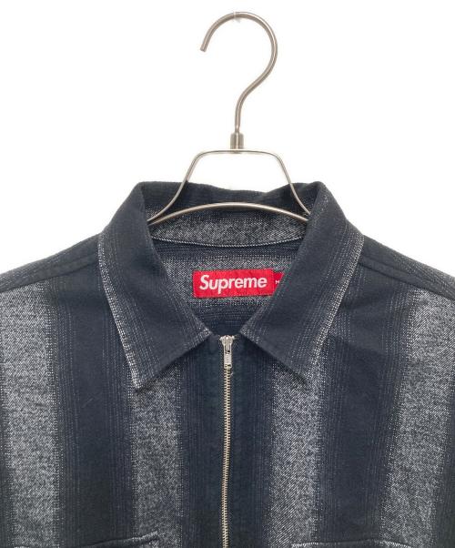 SUPREME（シュプリーム）SUPREME (シュプリーム) Stripe Flannel Zip Up Shirt ブラック×グレー サイズ:Mの古着・服飾アイテム