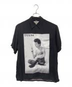 WACKO MARIA×larry clark×stie-loワコマリア×ラリークラーク×スティーロ）の古着「TULSA S/S HAWAIIAN SHIRTS(TYPE-1)」｜ブラック×ホワイト
