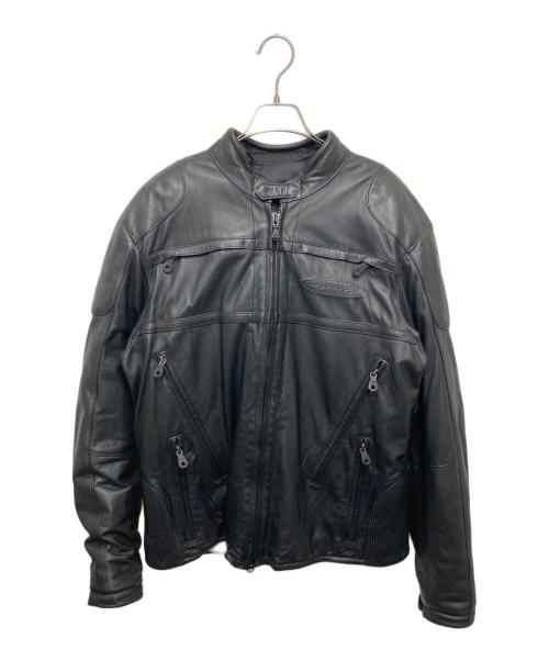 HARLEY-DAVIDSON（ハーレーダビッドソン）HARLEY-DAVIDSON (ハーレーダビッドソン) エンボスロゴレザーライダースジャケット ブラック サイズ:Ⅼの古着・服飾アイテム
