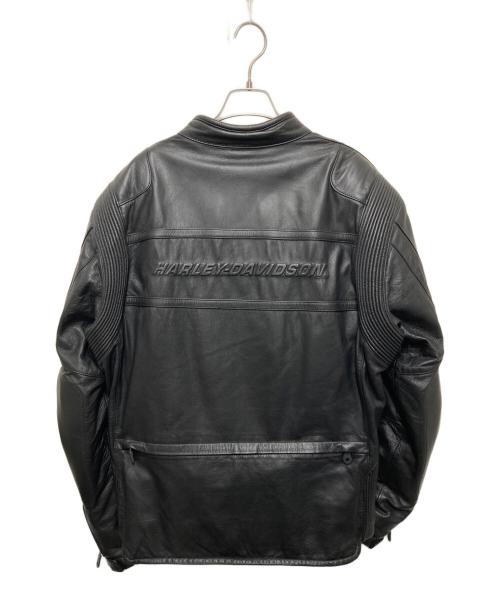 HARLEY-DAVIDSON（ハーレーダビッドソン）HARLEY-DAVIDSON (ハーレーダビッドソン) エンボスロゴレザーライダースジャケット ブラック サイズ:Ⅼの古着・服飾アイテム