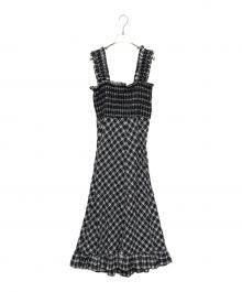 GANNI（ガニー）の古着「Seersucker check dress」｜ブラック