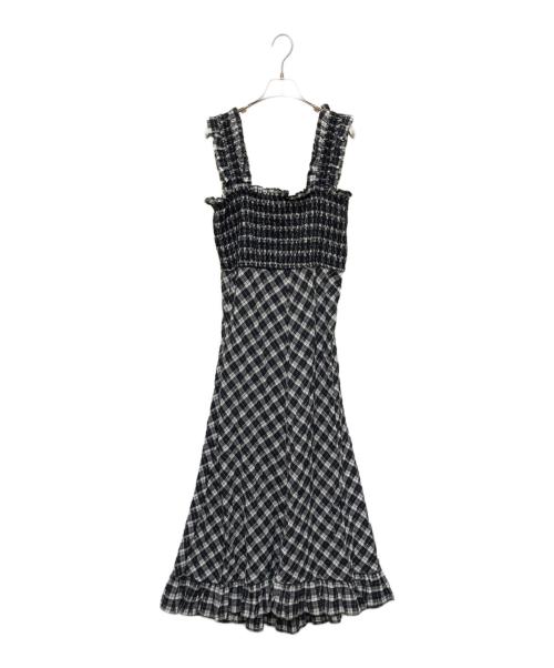 GANNI（ガニー）Ganni (ガニー) Seersucker check dress ブラック サイズ:40の古着・服飾アイテム