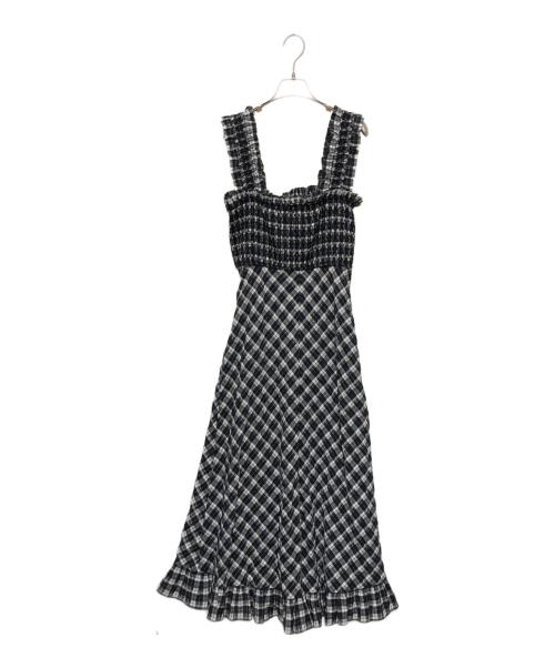 GANNI（ガニー）Ganni (ガニー) Seersucker check dress ブラック サイズ:40の古着・服飾アイテム