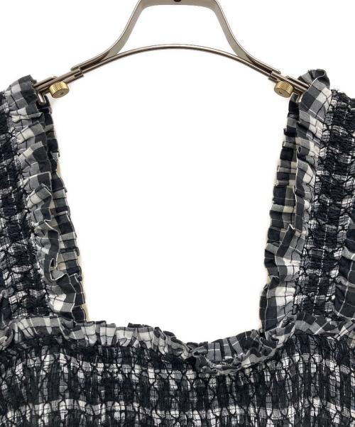 GANNI（ガニー）Ganni (ガニー) Seersucker check dress ブラック サイズ:40の古着・服飾アイテム