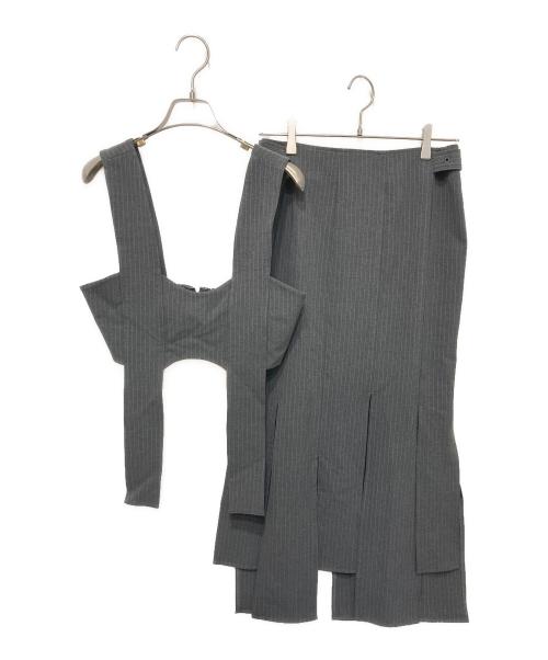 MUSUBORE（ムスボレ）musubore (ムスボレ) vents skirt ＆ bustier set-up グレーの古着・服飾アイテム