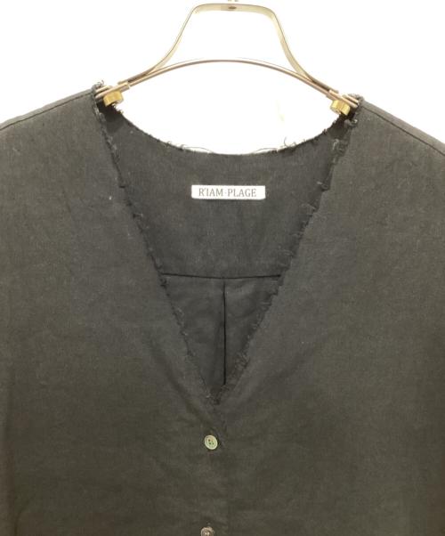 R'IAM PLAGE（リアム プラージュ）R'IAM Plage (リアム プラージュ) シルクネップシャツ ブラック サイズ:FREEの古着・服飾アイテム