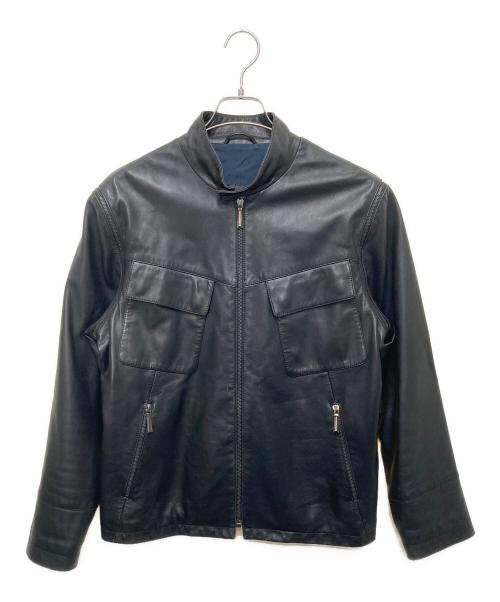 dunhill（ダンヒル）dunhill (ダンヒル) シングルライダースジャケット ブラック サイズ:Mの古着・服飾アイテム