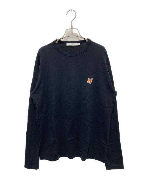 maison kitsune（メゾンキツネ）MAISON KITSUNE (メゾンキツネ) フォックスヘッドロゴ ロンT ブラック サイズ:Sの古着・服飾アイテム