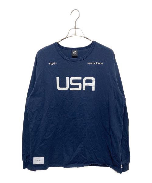 NEW BALANCE（ニューバランス）NEW BALANCE (ニューバランス) WTAPS (ダブルタップス) コラボ長袖Tシャツ ネイビー サイズ:Ⅼの古着・服飾アイテム