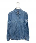 MOMOTARO JEANS桃太郎ジーンズ）の古着「シャンブレー 出陣 ワークシャツ」｜インディゴ