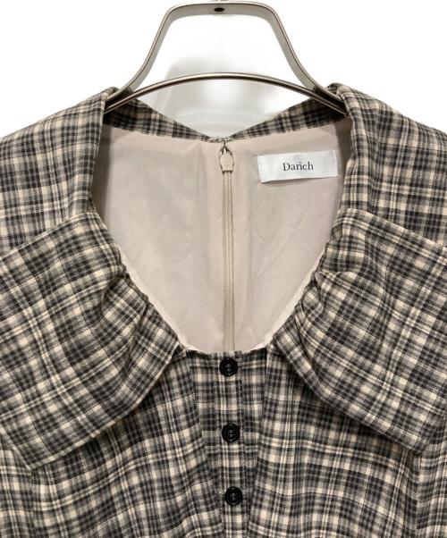 darich（ダーリッチ）Darich (ダーリッチ) ビッグリボンバルーンチェックミニワンピース ベージュ サイズ:FREEの古着・服飾アイテム