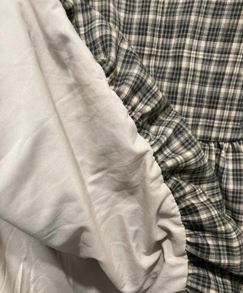 darich（ダーリッチ）Darich (ダーリッチ) ビッグリボンバルーンチェックミニワンピース ベージュ サイズ:FREEの古着・服飾アイテム