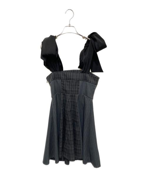 amerge（アメルジュ）amerge (アメルジュ) ribbon shoulder check circular onepiece グレー サイズ:Ⅿの古着・服飾アイテム