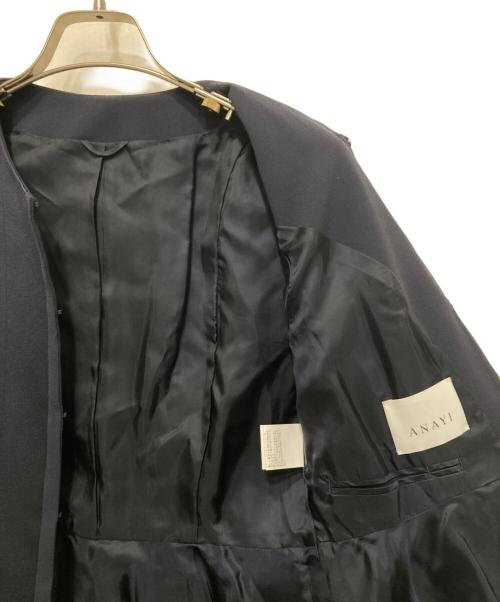 ANAYI（アナイ）ANAYI (アナイ) トリアセテートサテンフレアジャケット ネイビー サイズ:38の古着・服飾アイテム