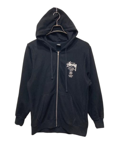 stussy（ステューシー）stussy (ステューシー) ジップアップフーディー ブラック サイズ:Mの古着・服飾アイテム