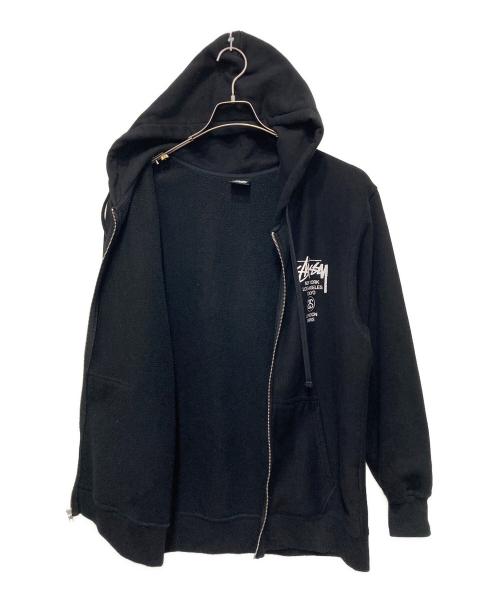 stussy（ステューシー）stussy (ステューシー) ジップアップフーディー ブラック サイズ:Mの古着・服飾アイテム