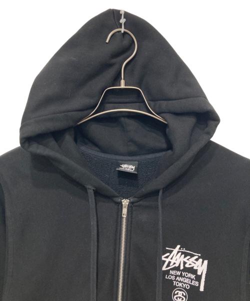 stussy（ステューシー）stussy (ステューシー) ジップアップフーディー ブラック サイズ:Mの古着・服飾アイテム