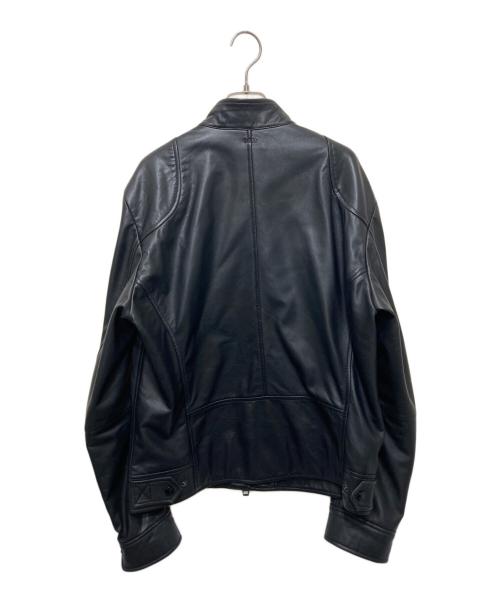 HUGO BOSS（ヒューゴ ボス）HUGO BOSS (ヒューゴ ボス) レザーシングルライダースジャケット ブラック サイズ:50の古着・服飾アイテム