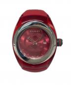 GUCCIグッチ）の古着「SYNC ラバーバンドウォッチ」｜レッド