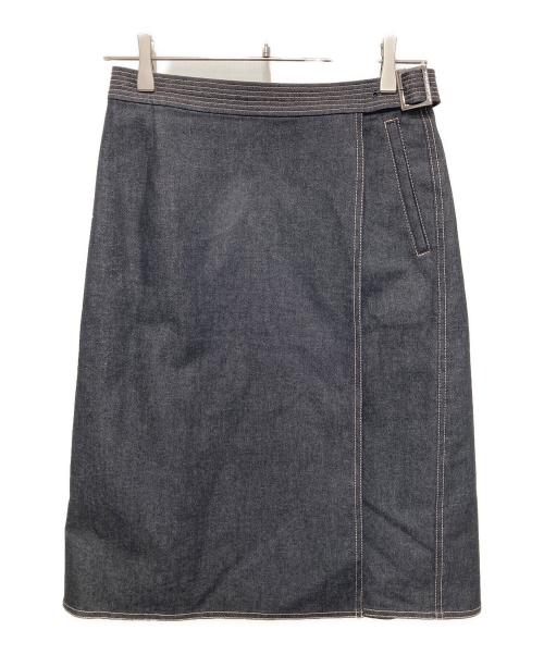 BURBERRY LONDON（バーバリーロンドン）BURBERRY LONDON (バーバリーロンドン) 裏チェックデニムラップスカート インディゴ サイズ:38の古着・服飾アイテム