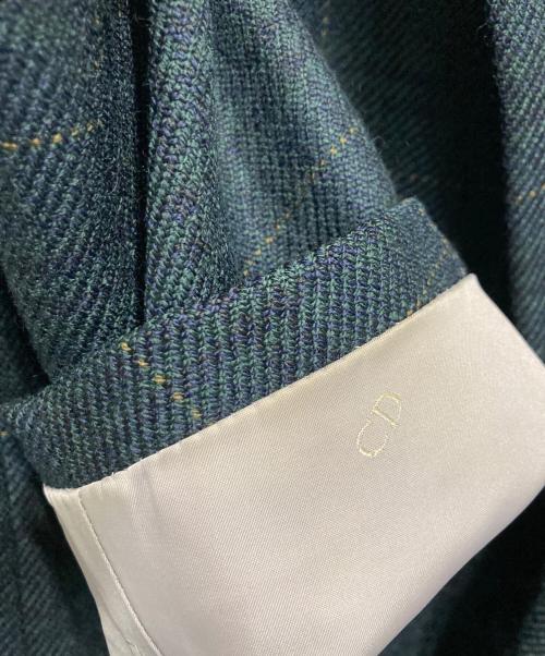 Christian Dior（クリスチャン ディオール）Christian Dior (クリスチャン ディオール) チェックテーラードジャケット グリーン サイズ:96-82-175の古着・服飾アイテム