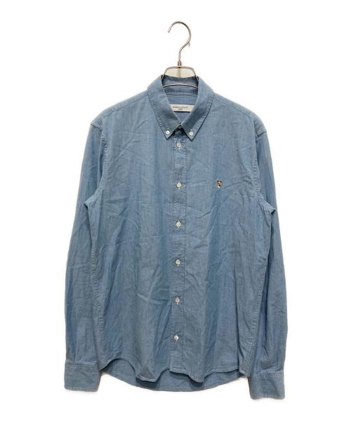 maison kitsune（メゾンキツネ）MAISON KITSUNE (メゾンキツネ) フォックスヘッドクラシックシャツ インディゴ サイズ:38の古着・服飾アイテム