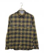 WOOLRICHウールリッチ）の古着「バッファローチェックネルシャツ」｜カーキ×ブラック