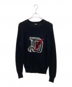 DIESELディーゼル）の古着「Dロゴワッペンニット」｜ブラック