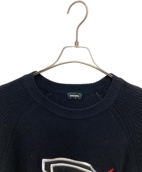 DIESEL（ディーゼル）DIESEL (ディーゼル) Dロゴワッペンニット ブラック サイズ:Ⅿの古着・服飾アイテム